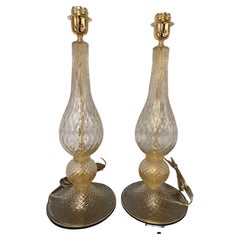 Vintage Pair of Golden Lamps Alberto Dona Murano 1970