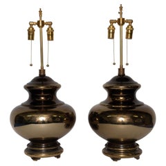 Retro Pair of Golden Mercury Glass Table Lamps