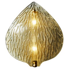Pair of Golden Murano Glass Leaf Shaped Wall Sconces