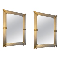 Pair of Golden Murano Glass Mirrors, circa 2000