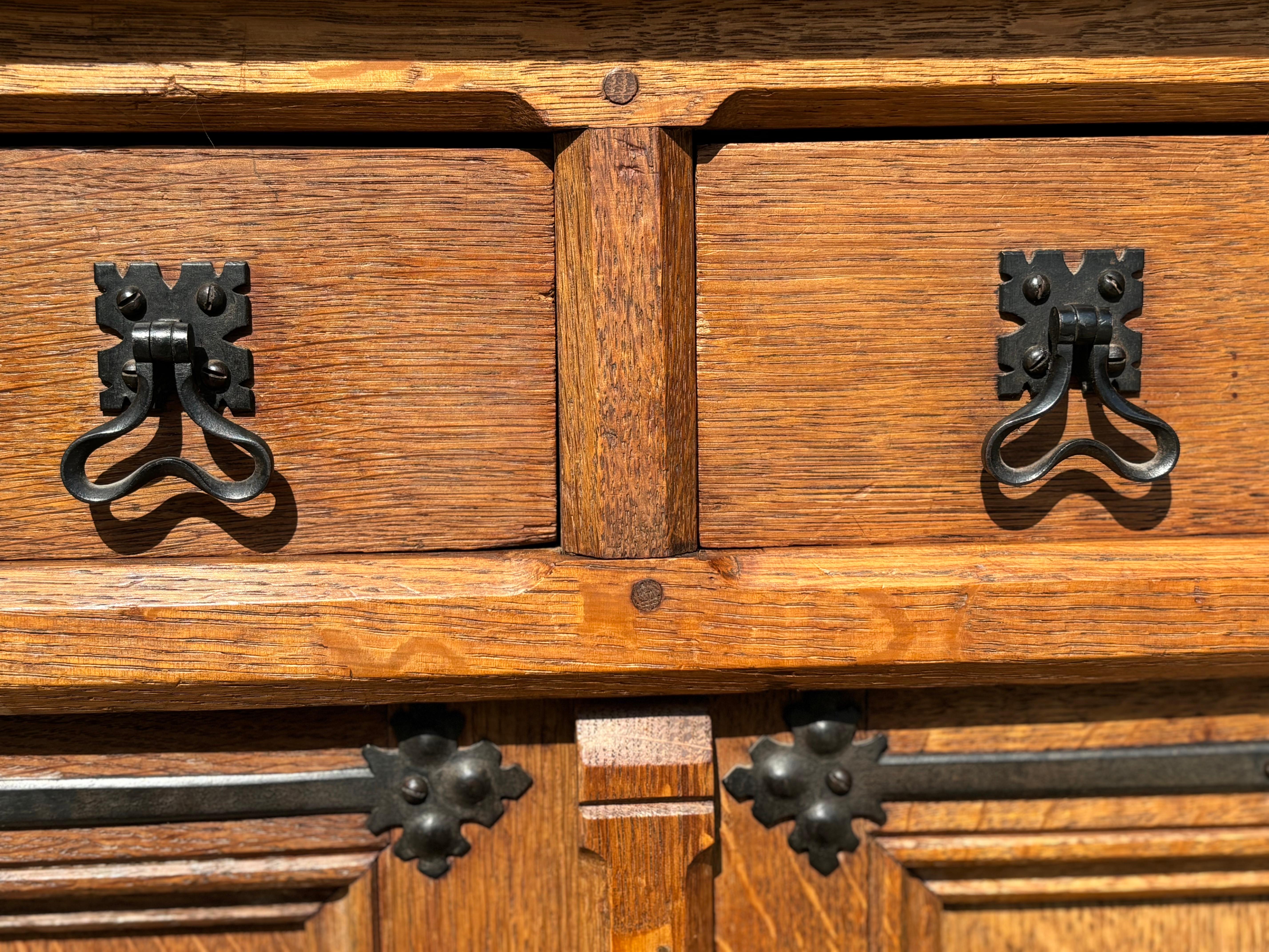 Pair of Golden Oak Arts and Crafts Open Library Bookcases 7