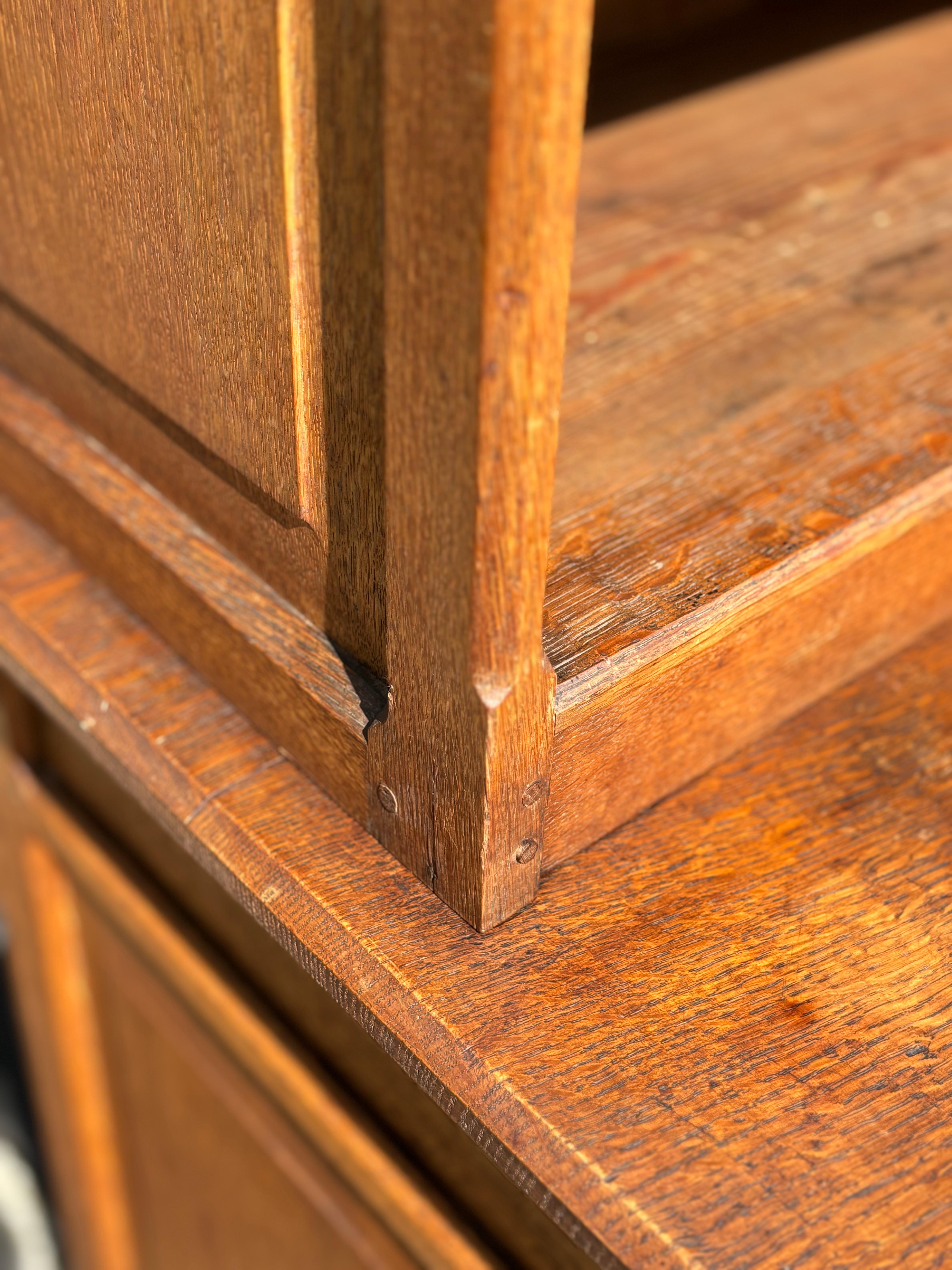 Pair of Golden Oak Arts and Crafts Open Library Bookcases 11