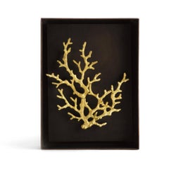 Pair of Golden Ocean Coral Shadow Boxes in Brass and Aluminum Contemporary Style