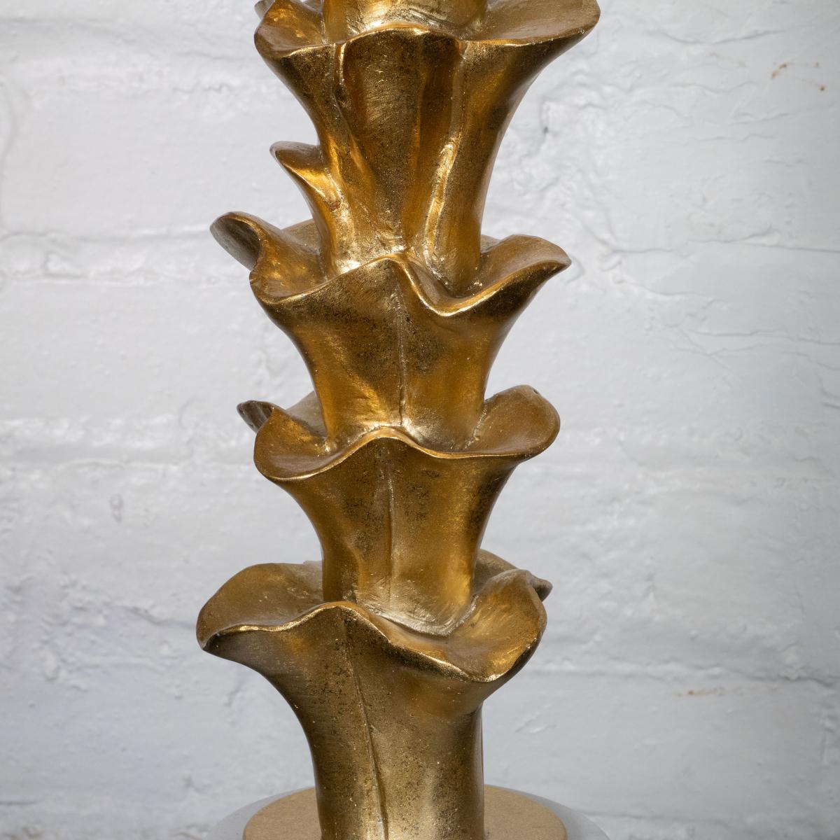 Stone Pair of golden organic form composition table lamps For Sale