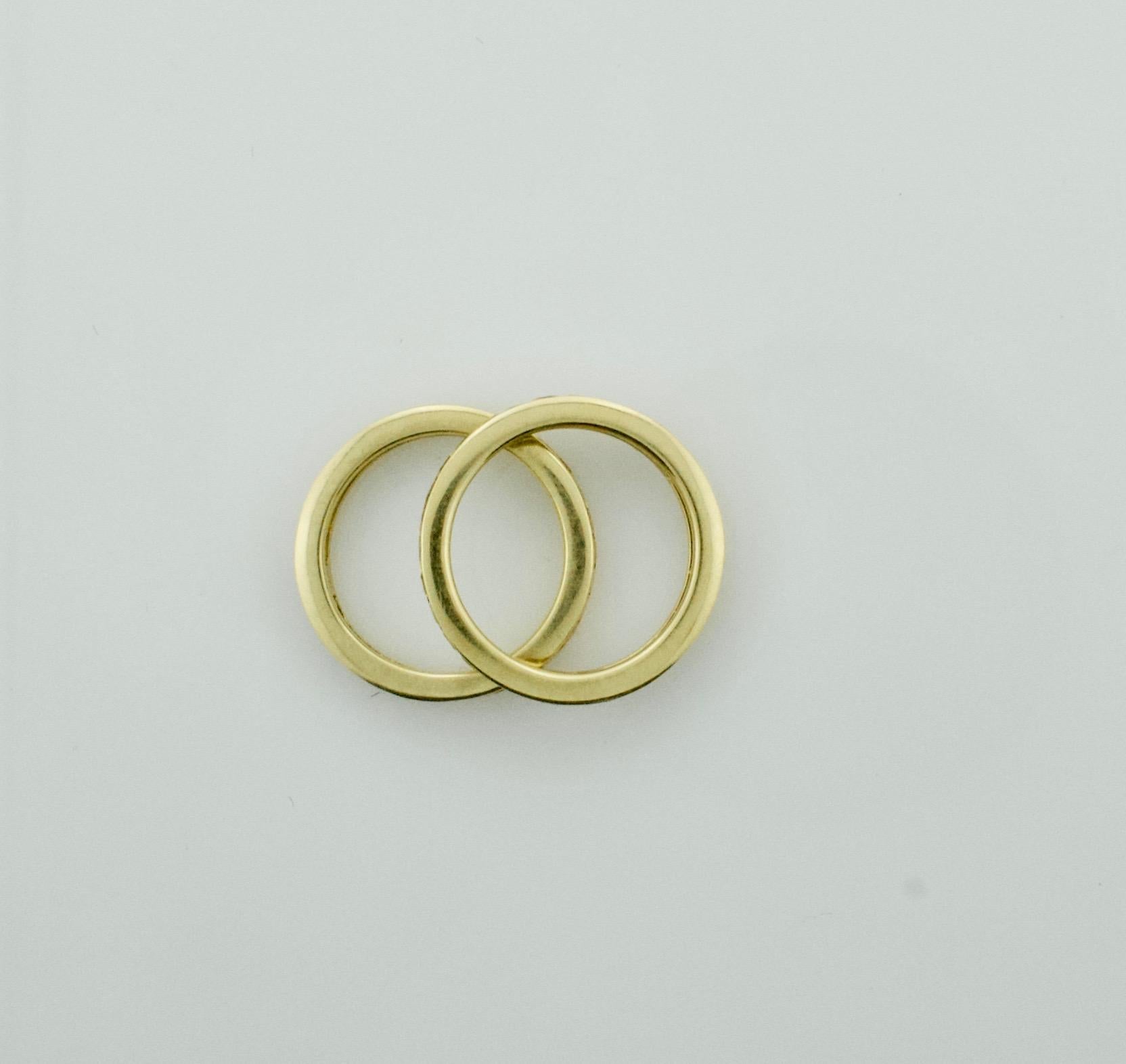 Pair of Golden Sapphire Eternity Rings in 18k Yellow Gold
60 French Cut Cut Golden Sapphires Weighing 3.75 Carats Approximately [bright with no imperfections visible to the naked eye]
Stackable and Lovable
Size 6.5+