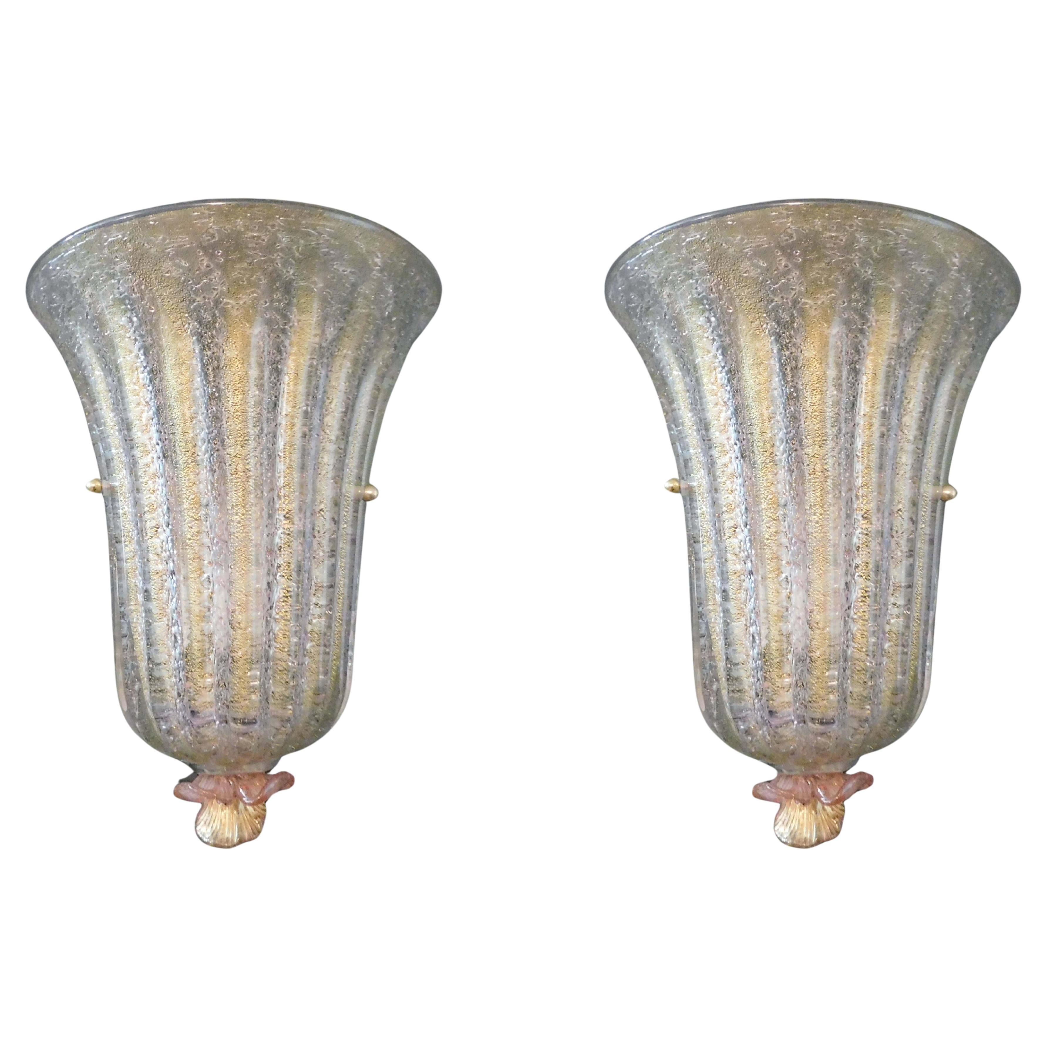 Pair of Golden Shield Sconces