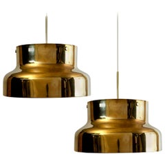 Pair of Golden Solid Brass Bumling by Anders Pehrson for Atelje Lyktan, 1960