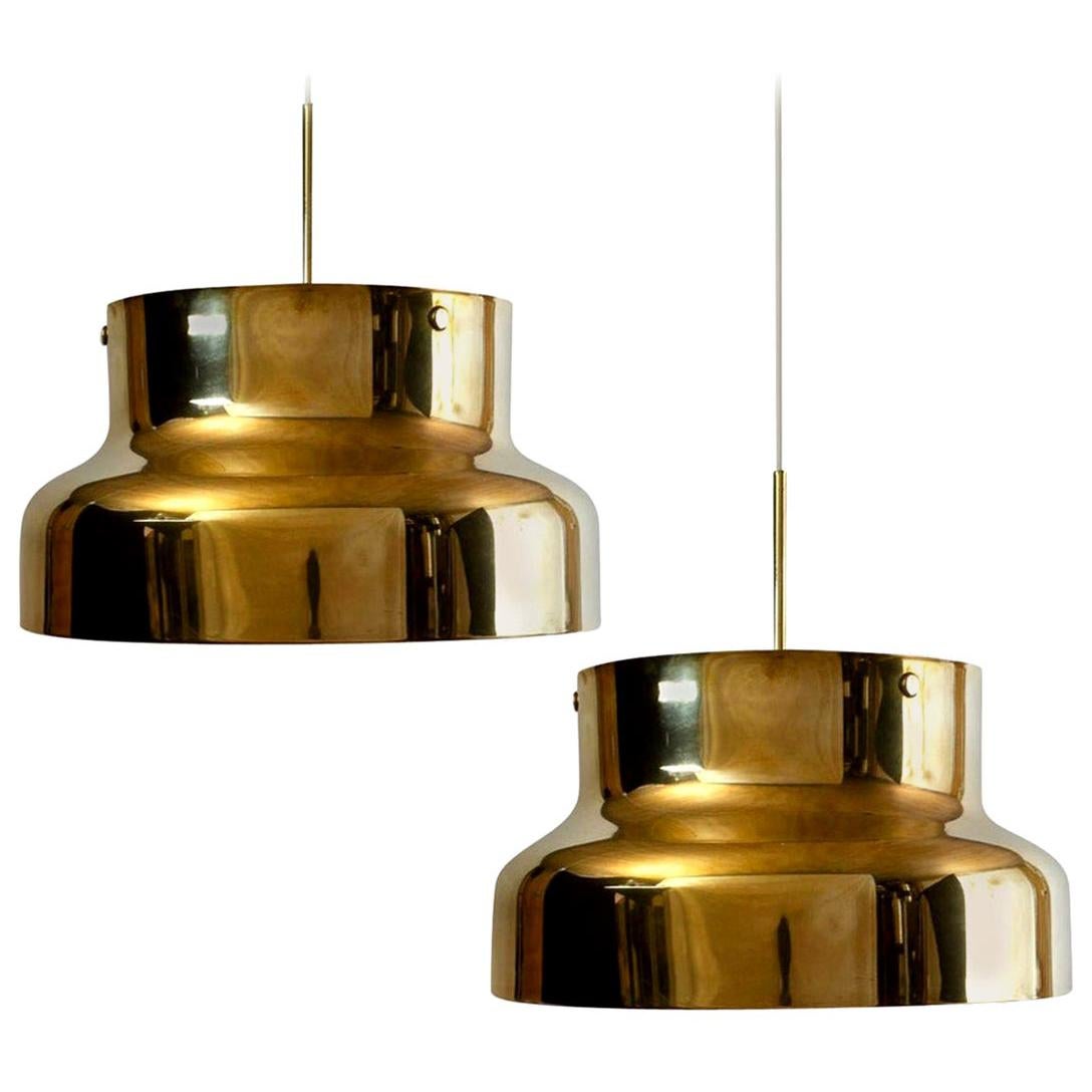 Pair of Golden Solid Brass Bumling by Anders Pehrson for Atelje Lyktan, 1960