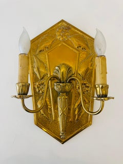 Pair of Golden Swedish Grave 1920s Wall Lights