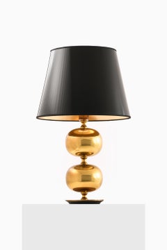 Pair of Golden Table Lamps in Brass by Henrik Blomqvist, 1960s