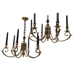 Pair of Golden with Fine Gold Chandeliers, circa 1950