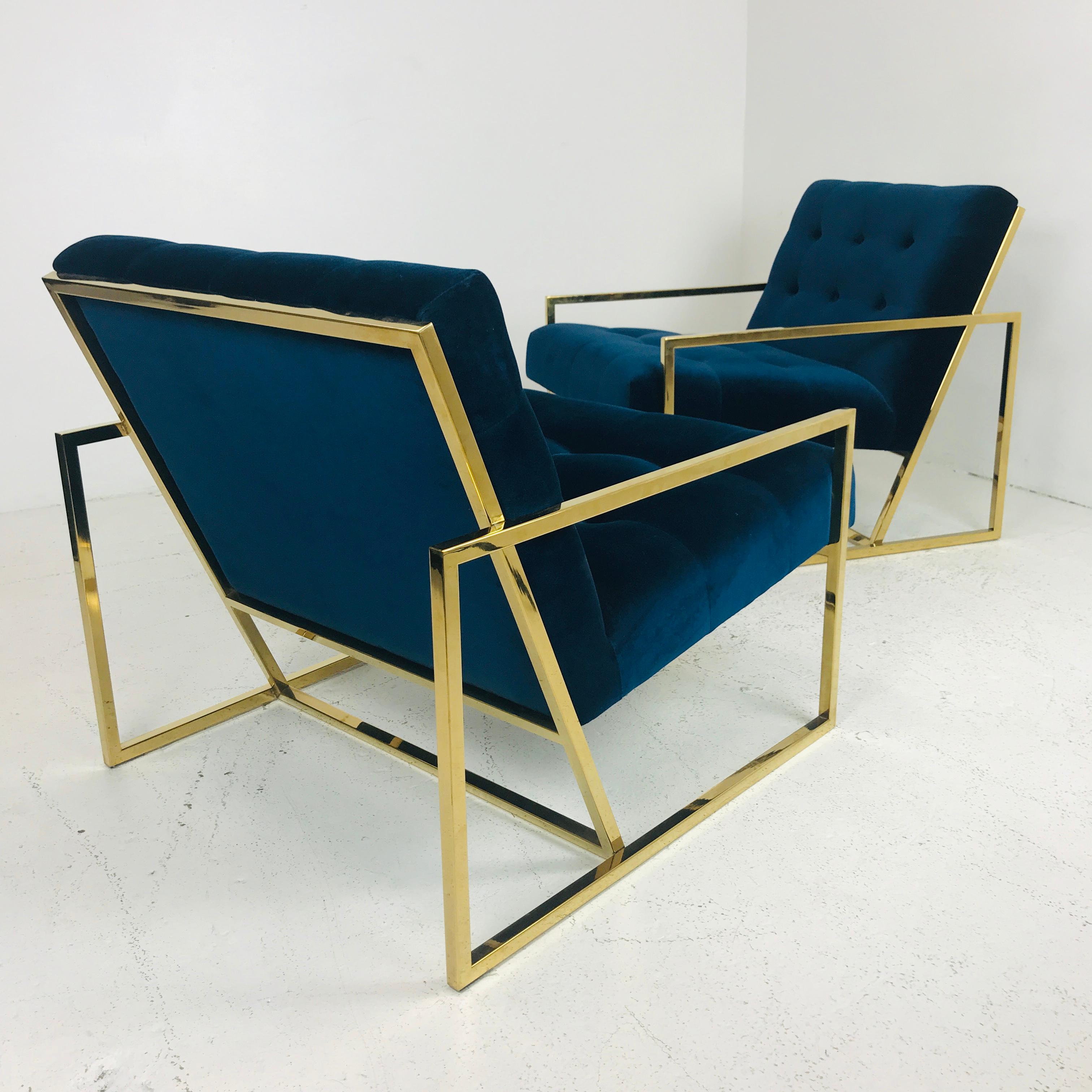 Brass Pair of Goldfinger Lounge Chairs by Jonathan Adler