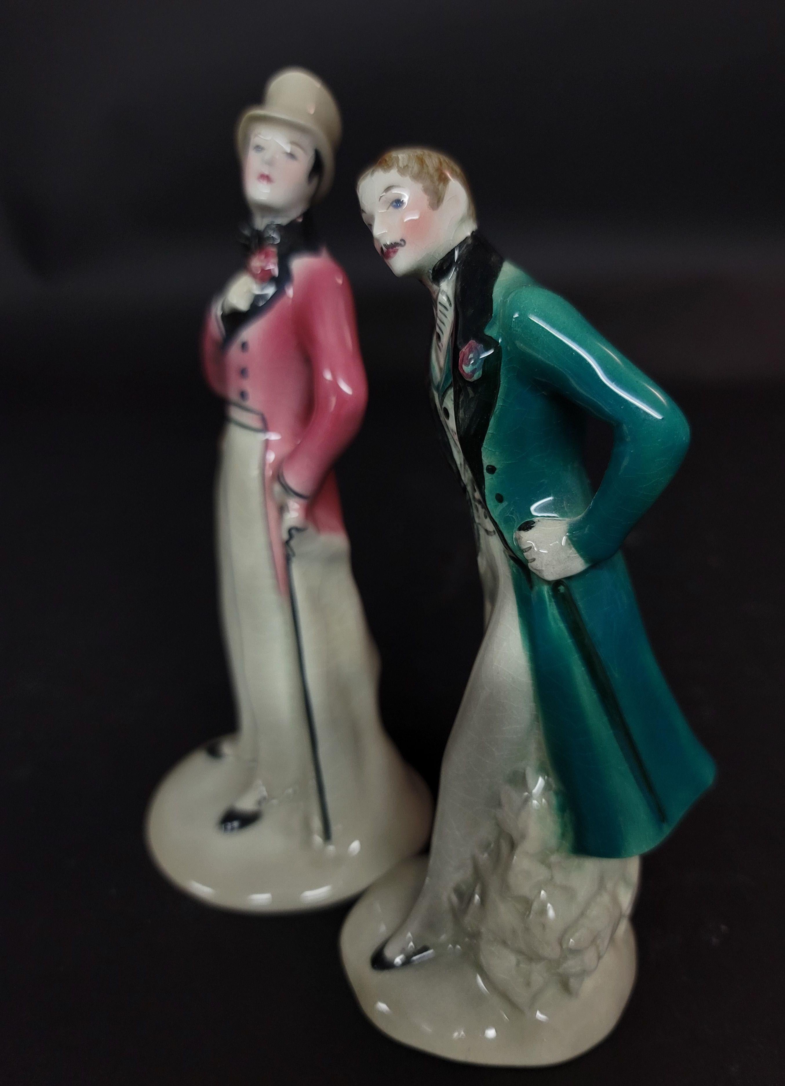 Hand-Crafted Pair of Goldschneider Figures For Sale
