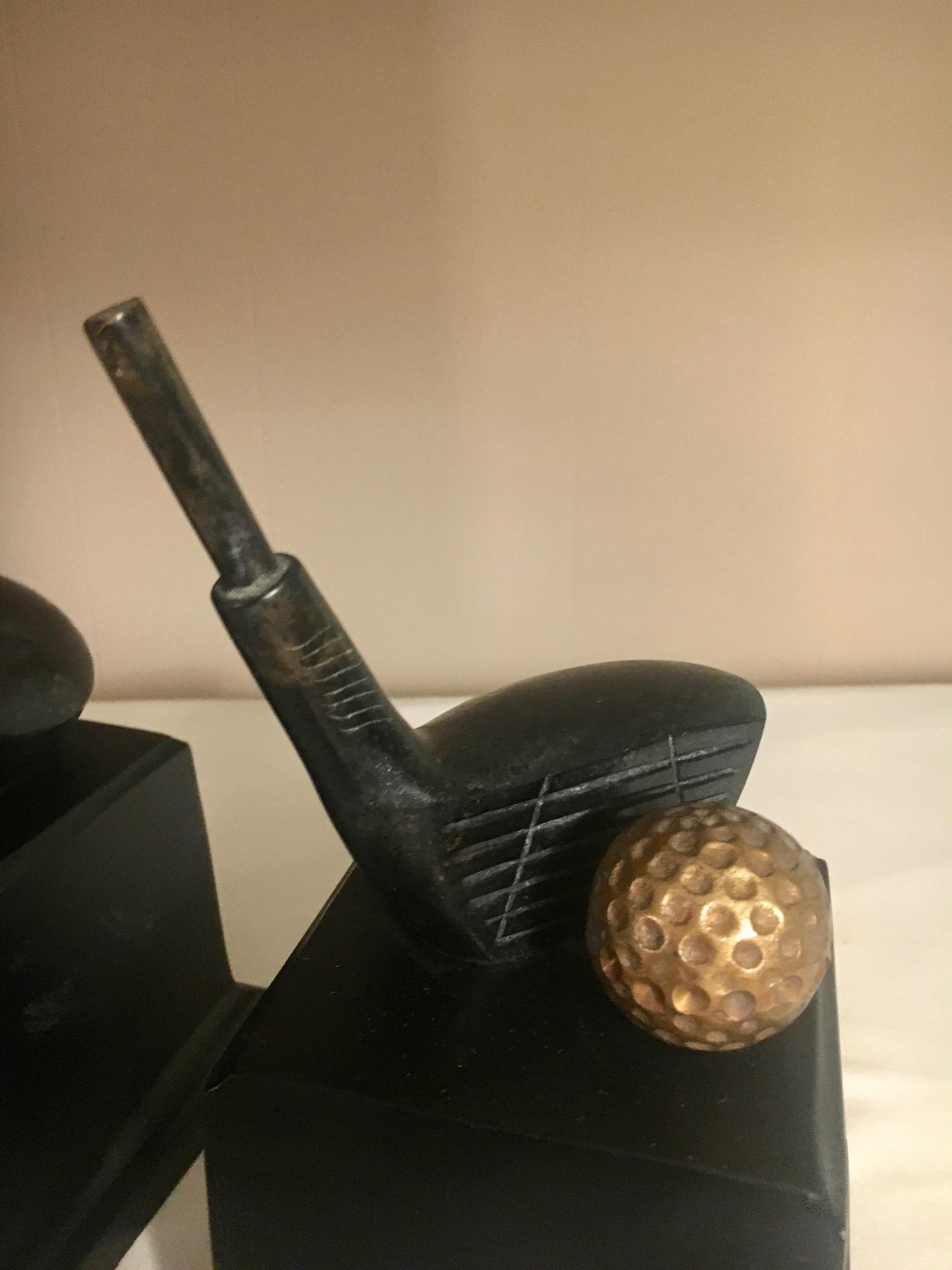 Metal Pair of Golf Bookends