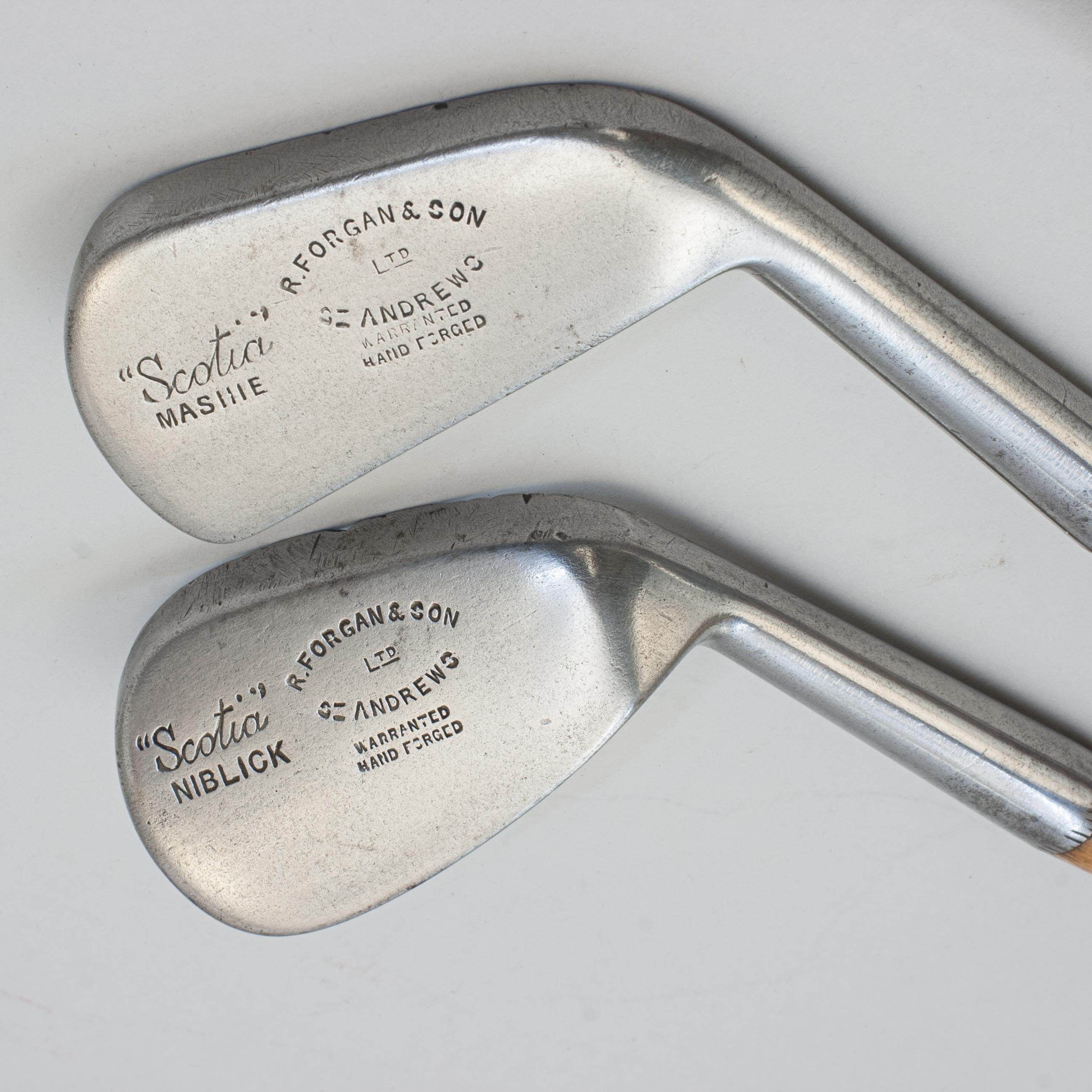 Pair of Golf Clubs by R. Forgan. Scotia, Mashie and Niblick For Sale 4