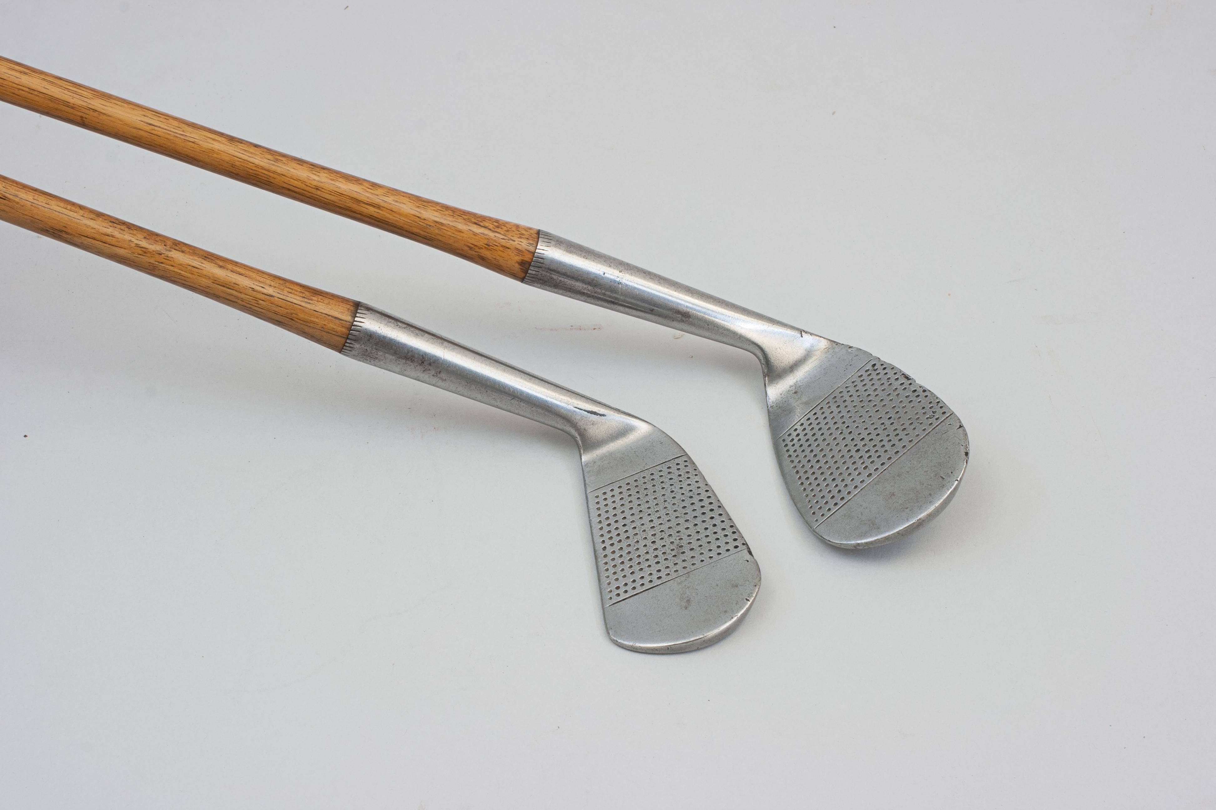 Steel Pair of Golf Clubs by R. Forgan. Scotia, Mashie and Niblick