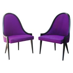 Vintage Pair of Gondola Lounge Arm Sculptural Side Chairs by Harvey Probber