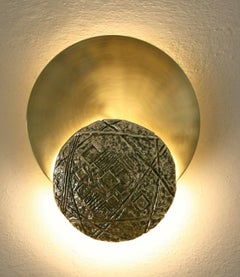 Pair of "Gong" Applique, Brass Casting and Satin Brass, Esperia, Italy, 2016