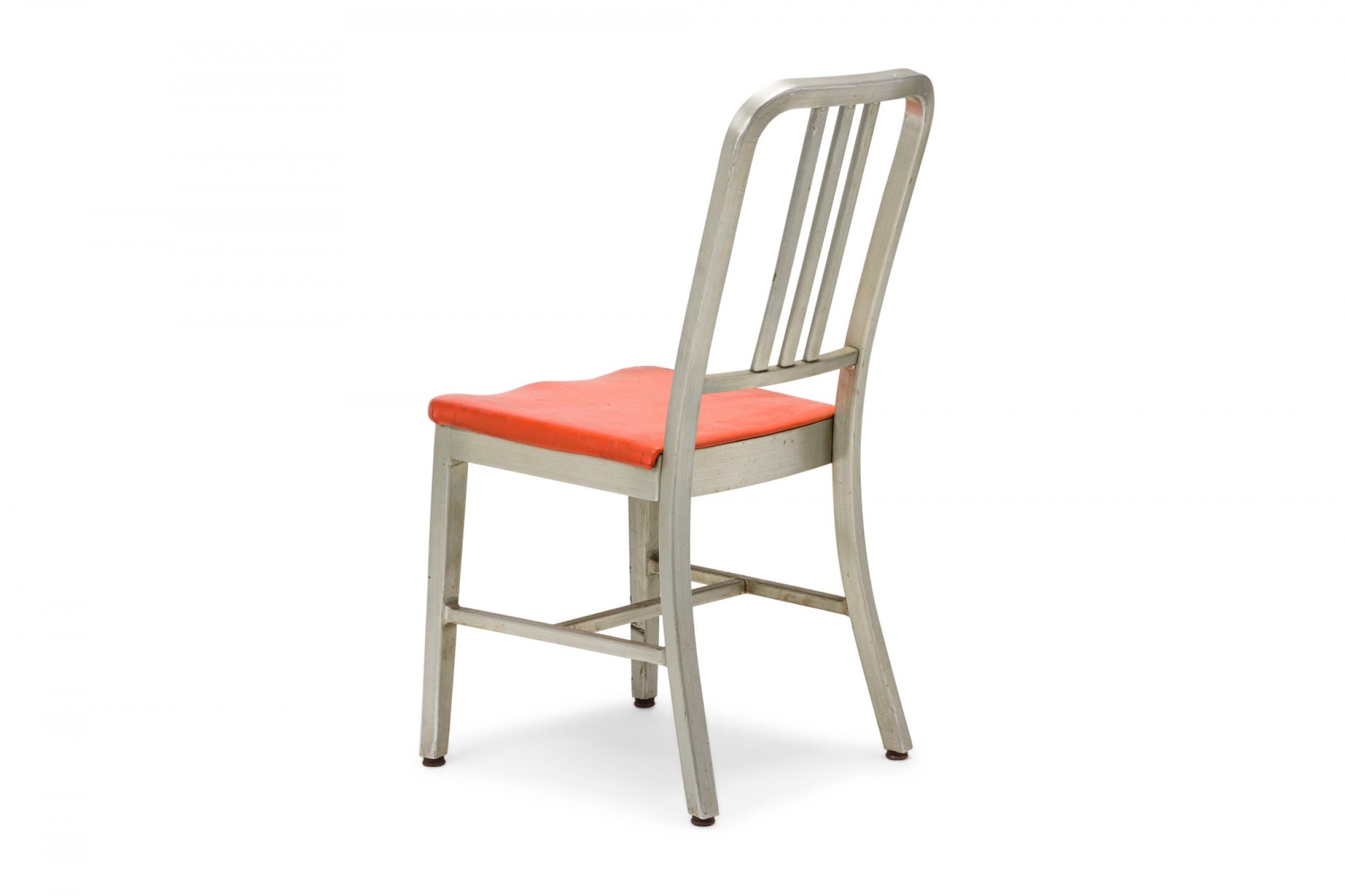 American Pair of GoodForm Aluminum and Red Vinyl Side Chairs For Sale