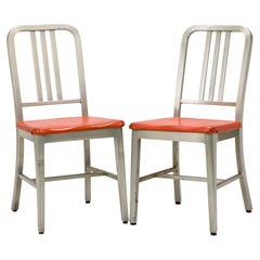 Pair of GoodForm Aluminum and Red Vinyl Side Chairs