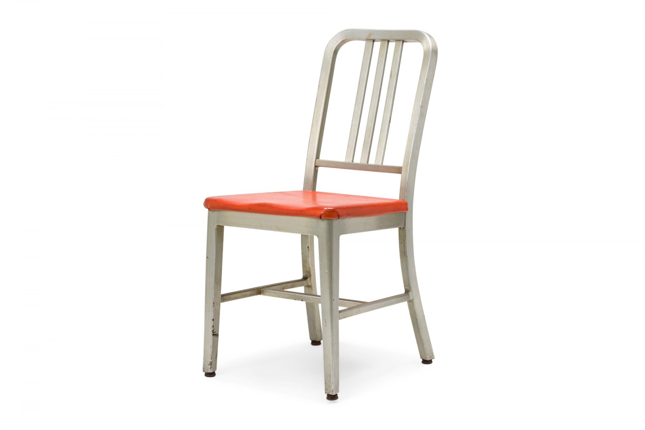 Pair of GoodForm American Mid-Century Aluminum and Red Vinyl Side Chairs In Good Condition For Sale In Queens, NY