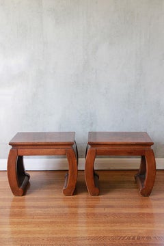 Pair of Gordons Fine Furniture Design Fruitwood Burl Side Tables.