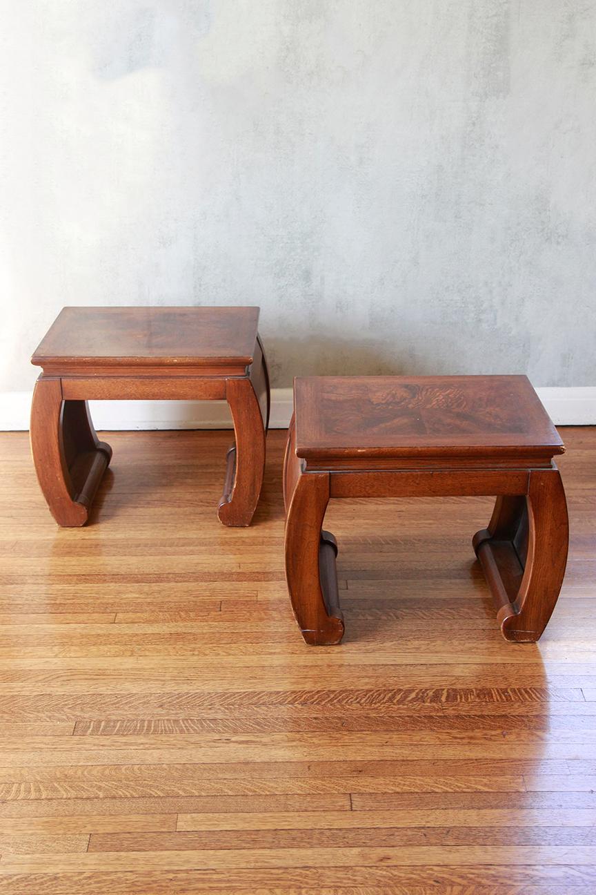Paire de tables d'appoint Gordons Fine Furniture Design Fruitwood Burl. en vente 1