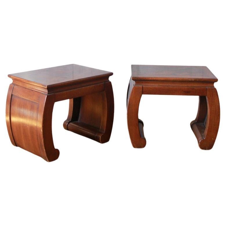 Paire de tables d'appoint Gordons Fine Furniture Design Fruitwood Burl.