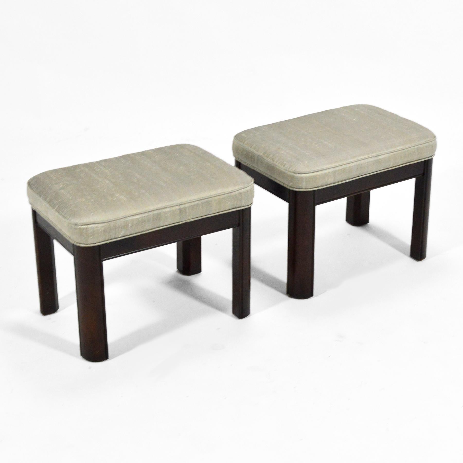 American Pair of Gordon's Stools Upholstered in Silk For Sale