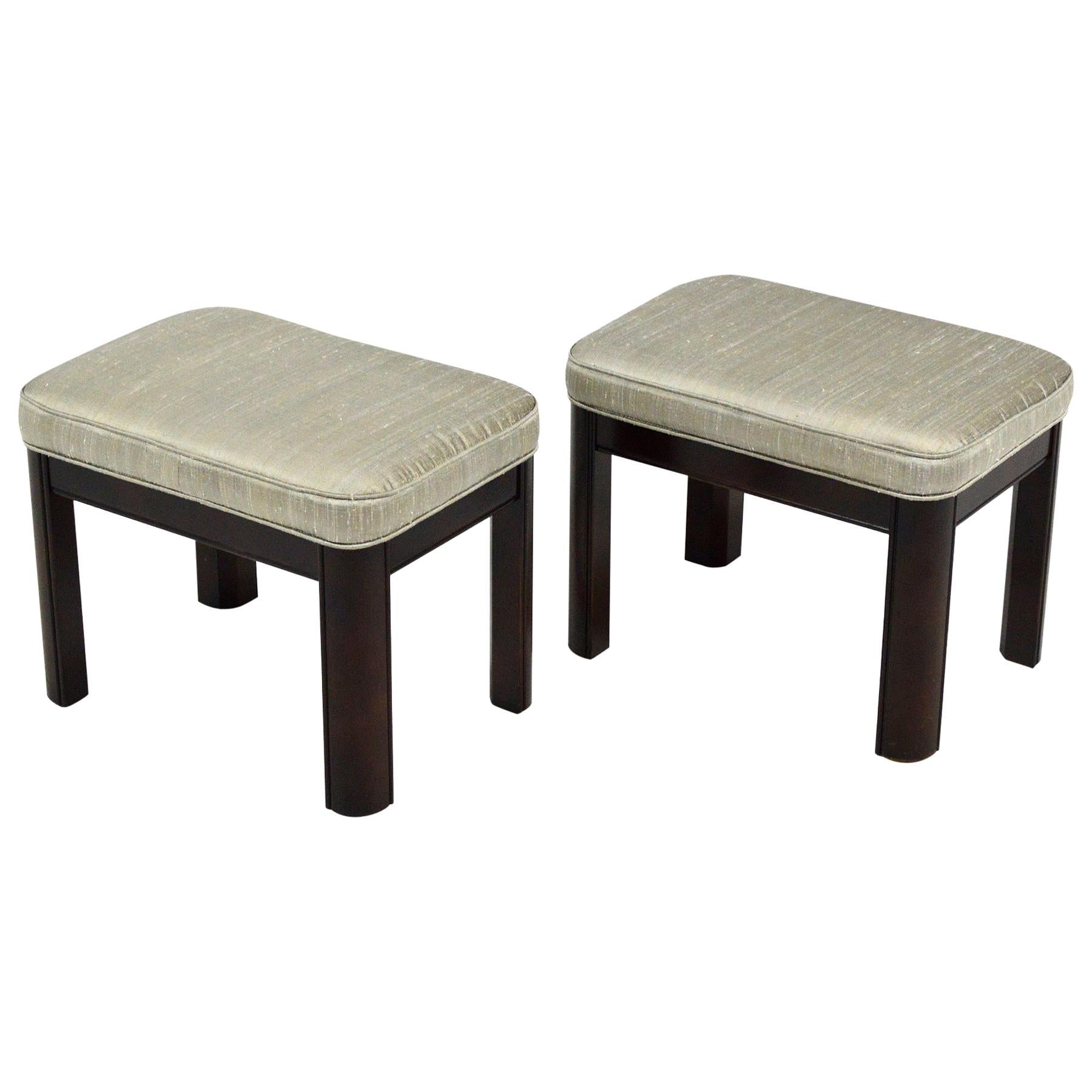 Pair of Gordon's Stools Upholstered in Silk For Sale