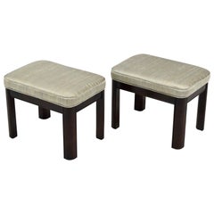 Vintage Pair of Gordon's Stools Upholstered in Silk