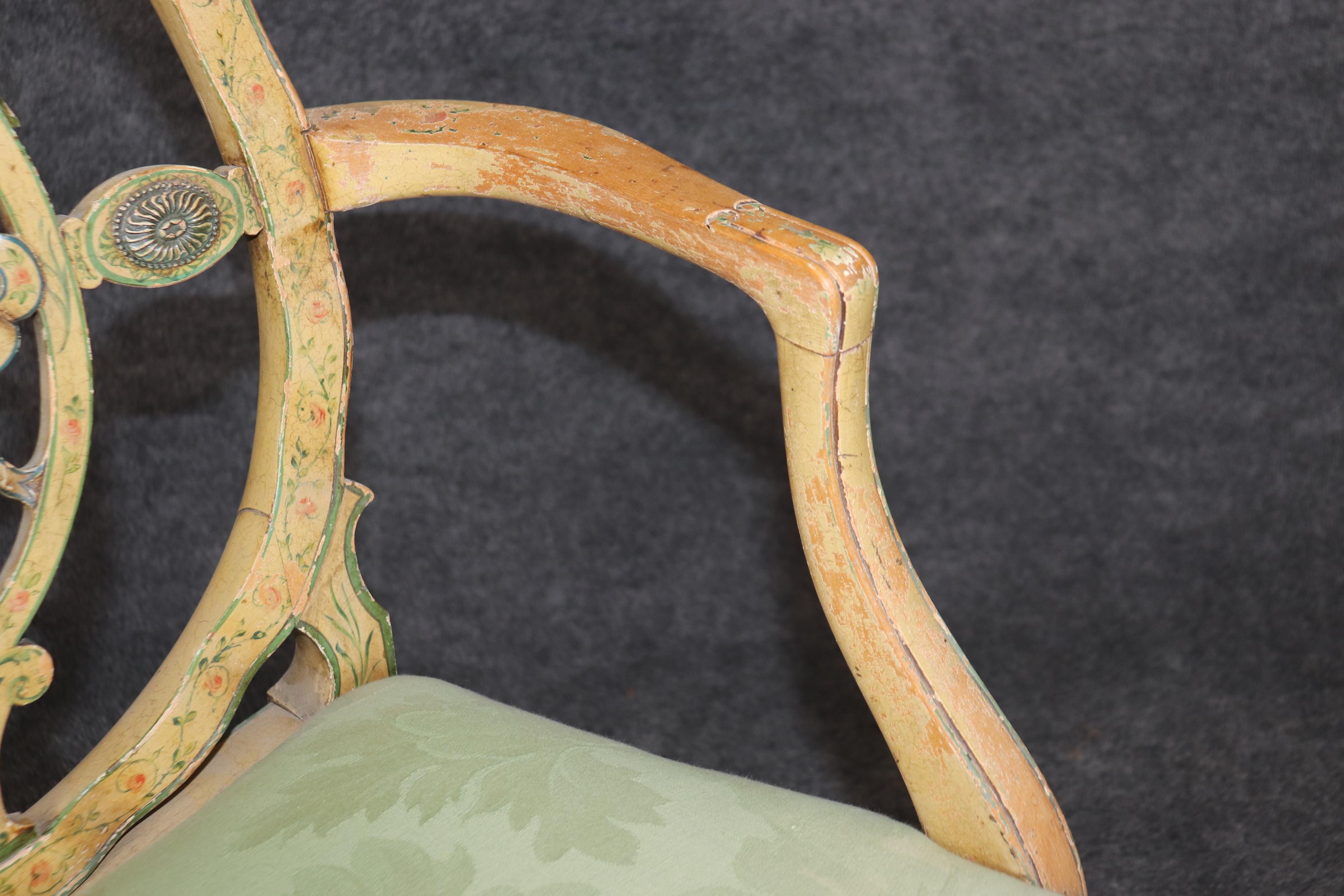 Pair of Gorgeous Adams Paint Decorated English Armchairs Circa 1930s For Sale 6