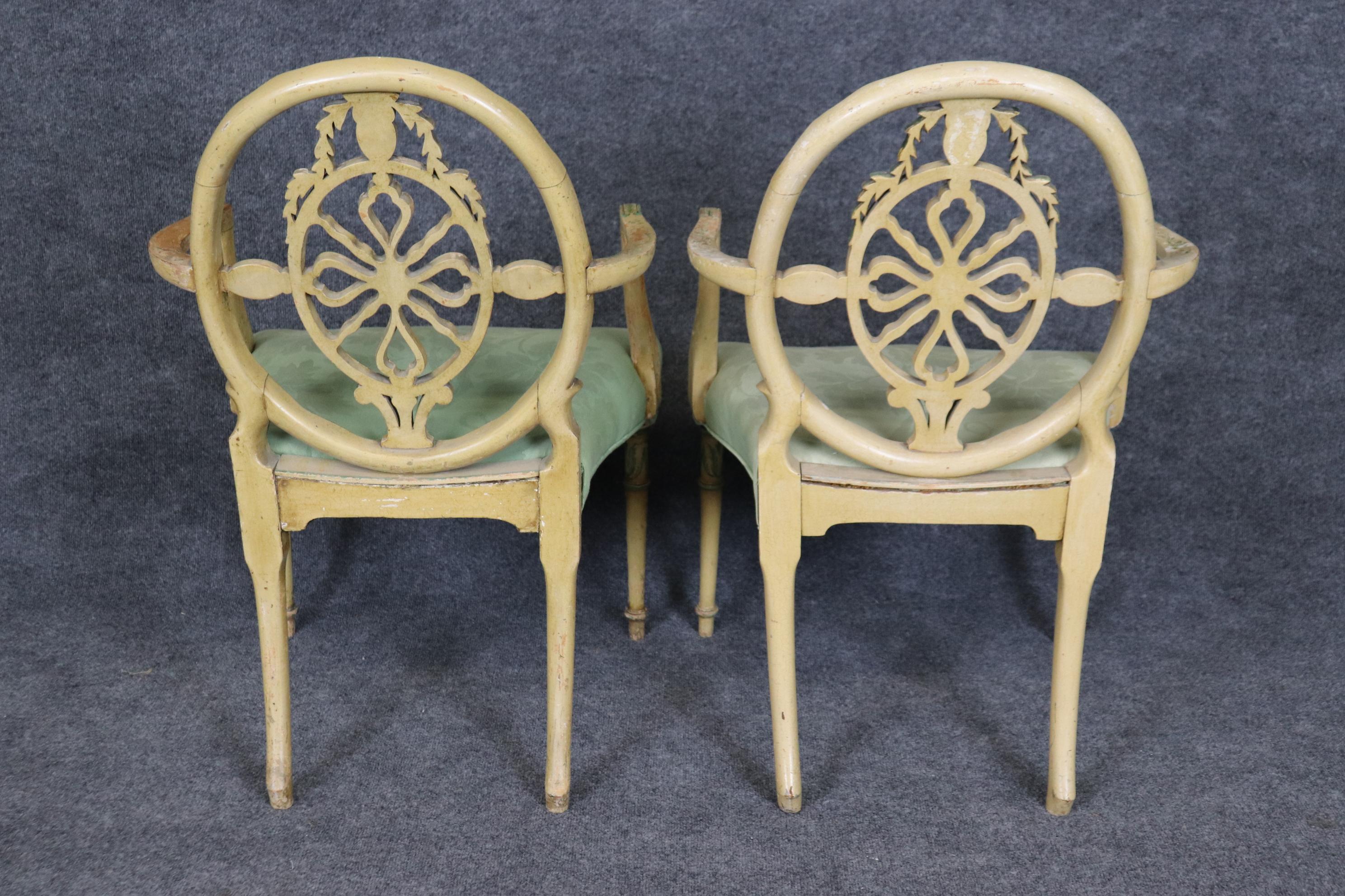 Mid-20th Century Pair of Gorgeous Adams Paint Decorated English Armchairs Circa 1930s For Sale