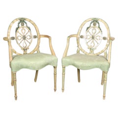 Pair of Gorgeous Adams Paint Decorated English Armchairs Circa 1930s