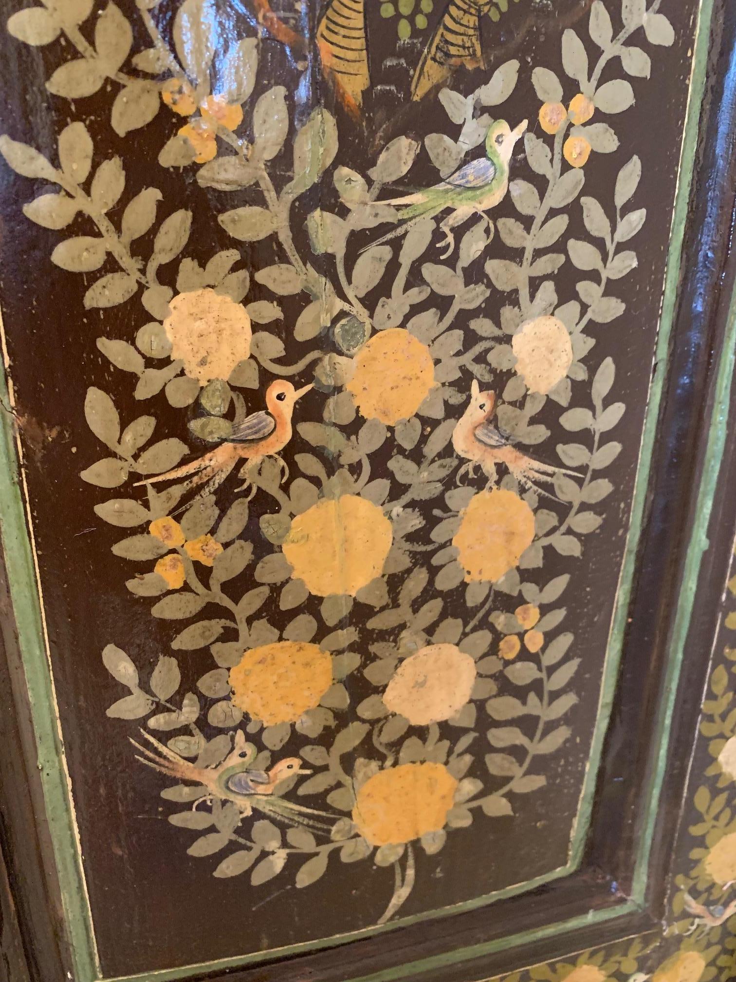 Pair of Gorgeous Antique Persian Painted Paneled Cabinet Doors 3