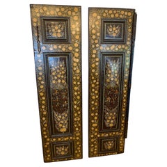 Pair of Gorgeous Antique Persian Painted Paneled Cabinet Doors