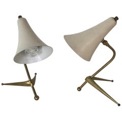 Pair of Gorgeous Brass Italian Tripod Table Lamps