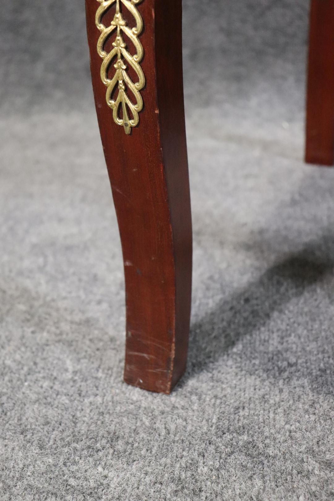 Mid-20th Century Pair of Gorgeous Bronze Mounted Ormolu French Empire Armchairs Circa 1950 For Sale