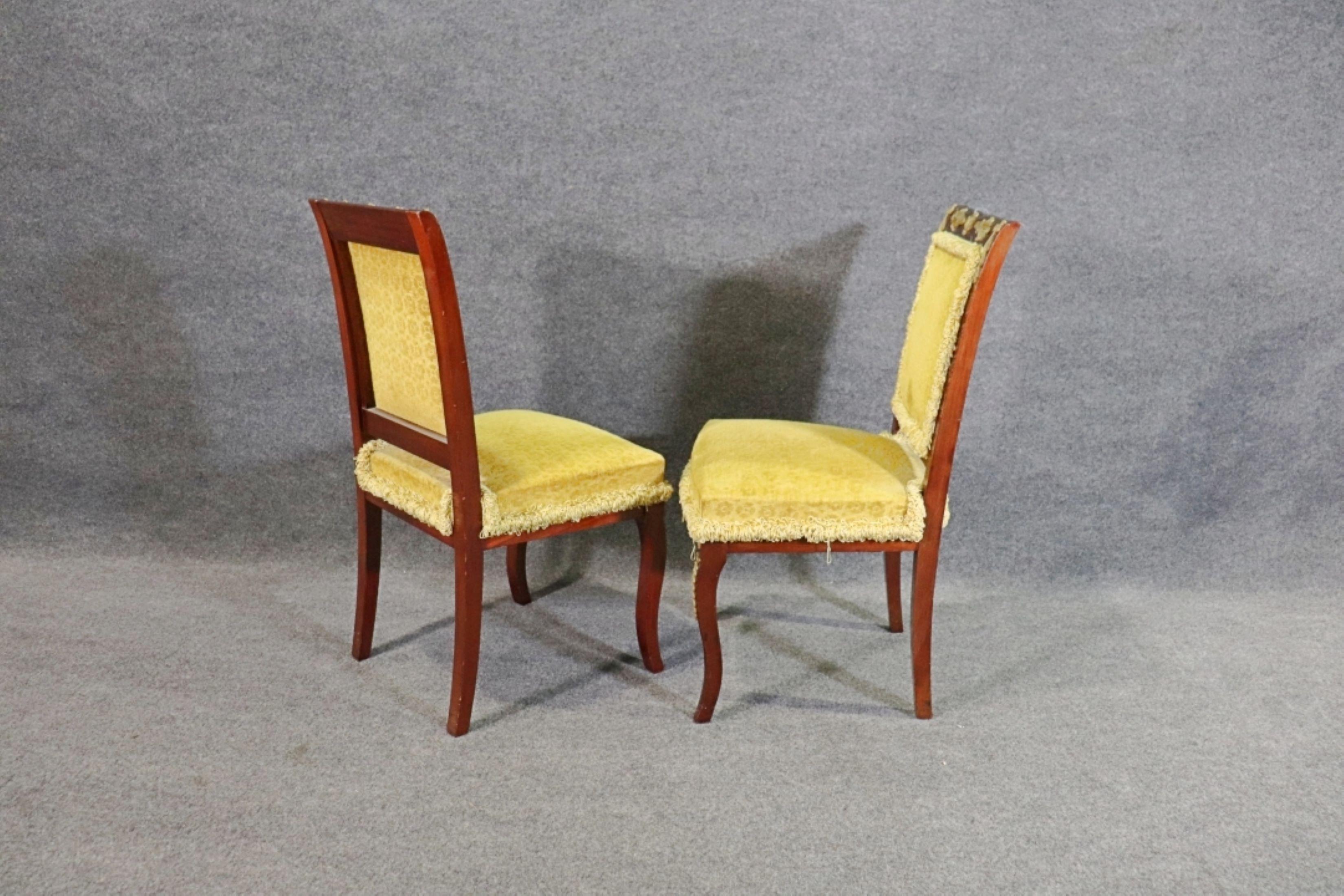 Pair of Gorgeous Bronze Mounted Ormolu French Empire Armchairs Circa 1950 For Sale 2