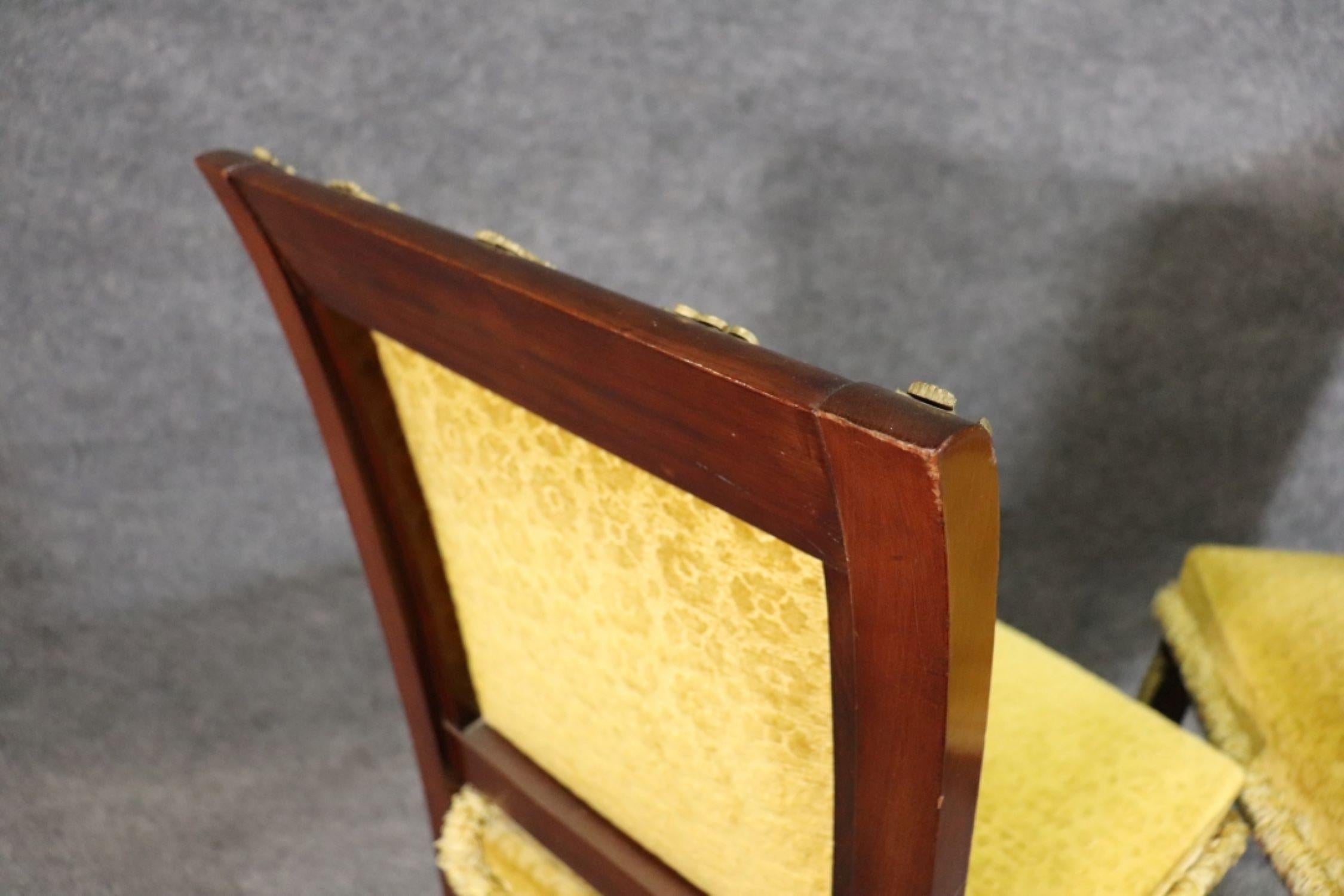 Pair of Gorgeous Bronze Mounted Ormolu French Empire Armchairs Circa 1950 For Sale 3