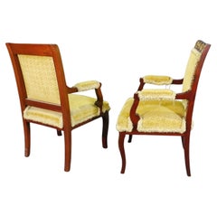 Pair of Gorgeous Bronze Mounted Ormolu French Empire Armchairs Circa 1950