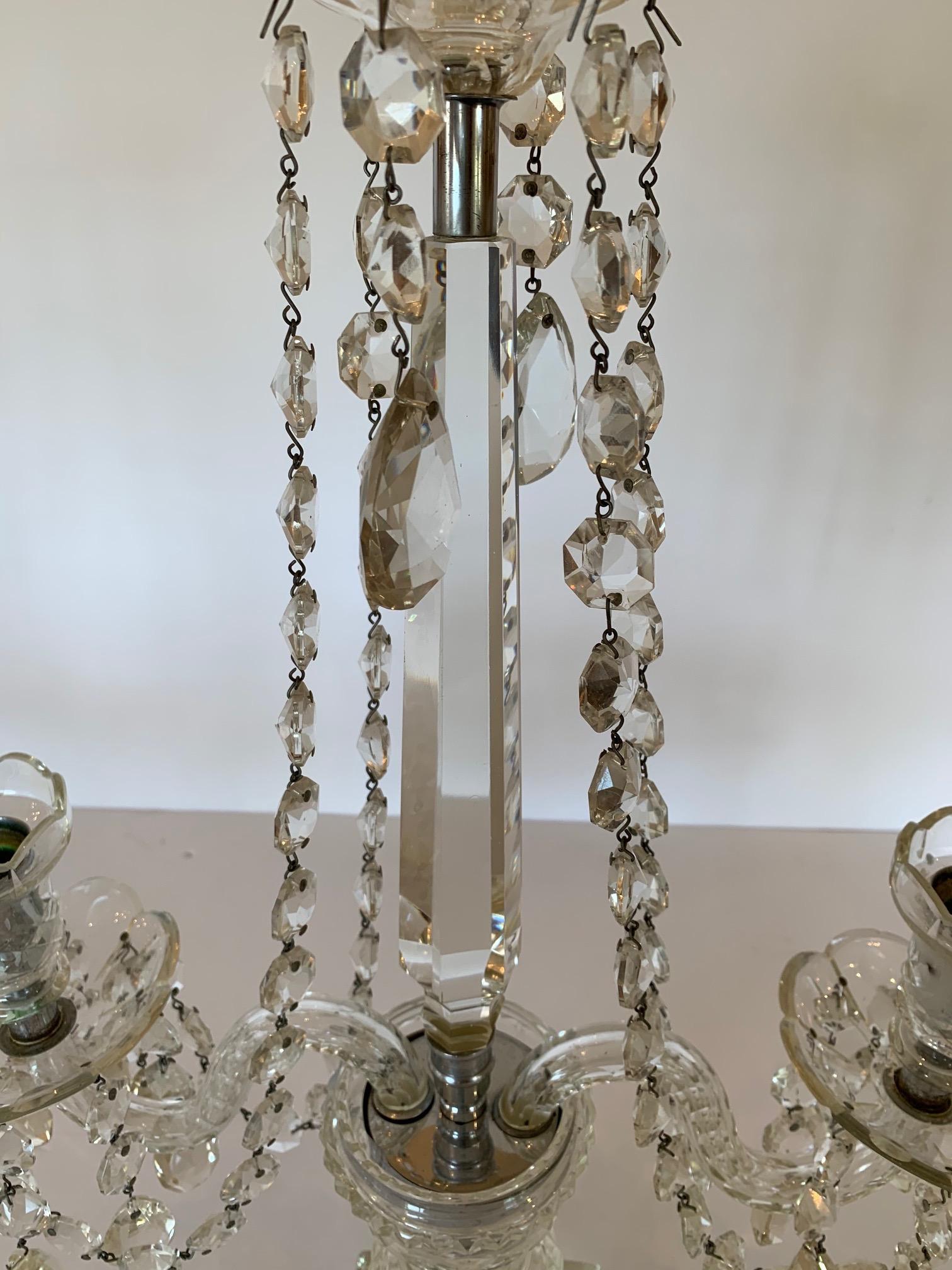 Pair of Gorgeous Crystal Two Branch Candelabras For Sale 5