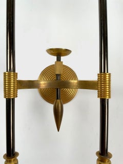 Exceptional Solid Brass and Steel Sconces, circa France 1940s