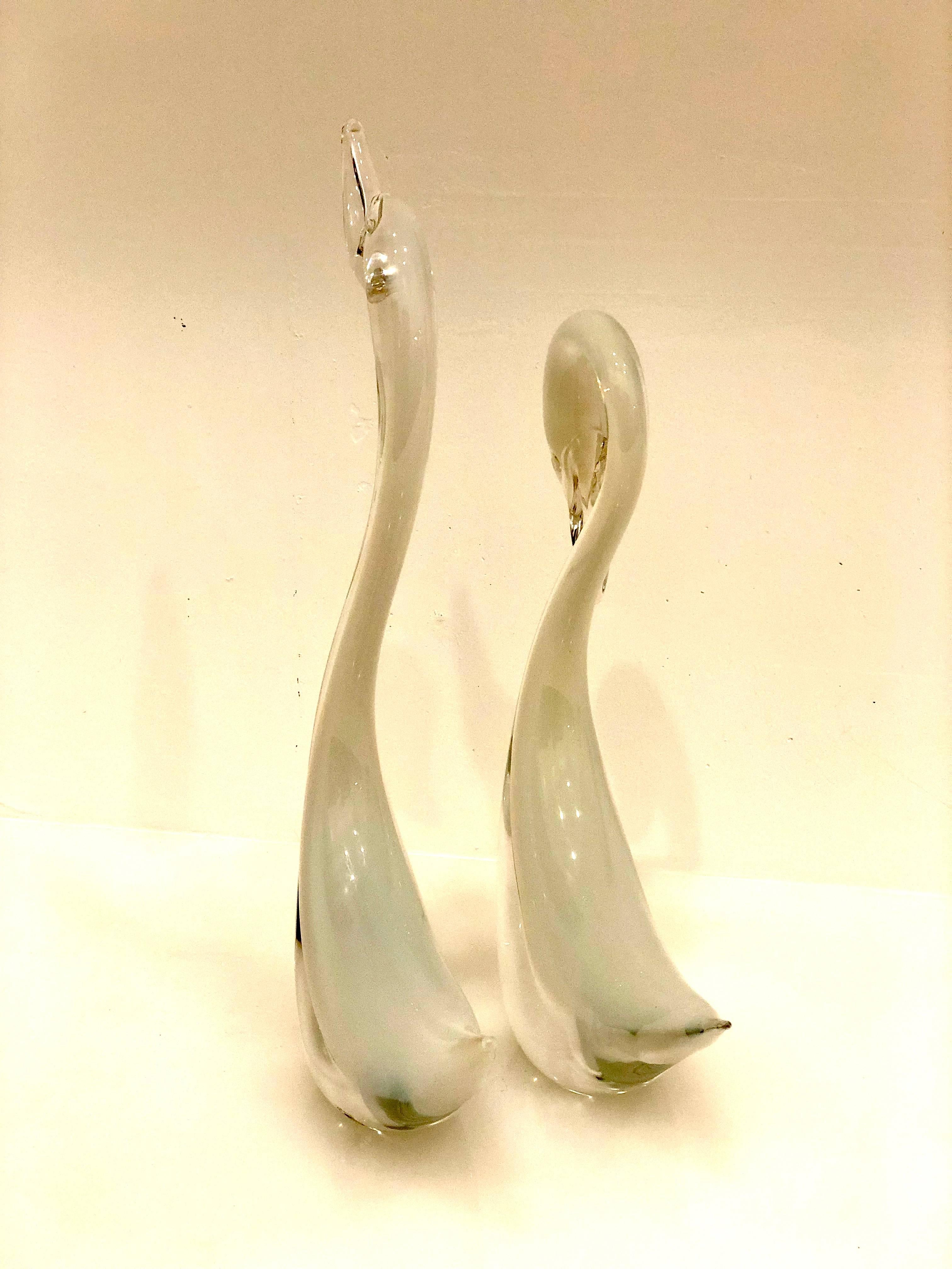 Italian Pair of Gorgeous Tall Glass Sculptures by Seguso Murano, Italy