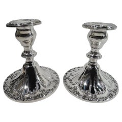 Pair of Gorham Chantilly-Duchess Sterling Silver Low Candlesticks