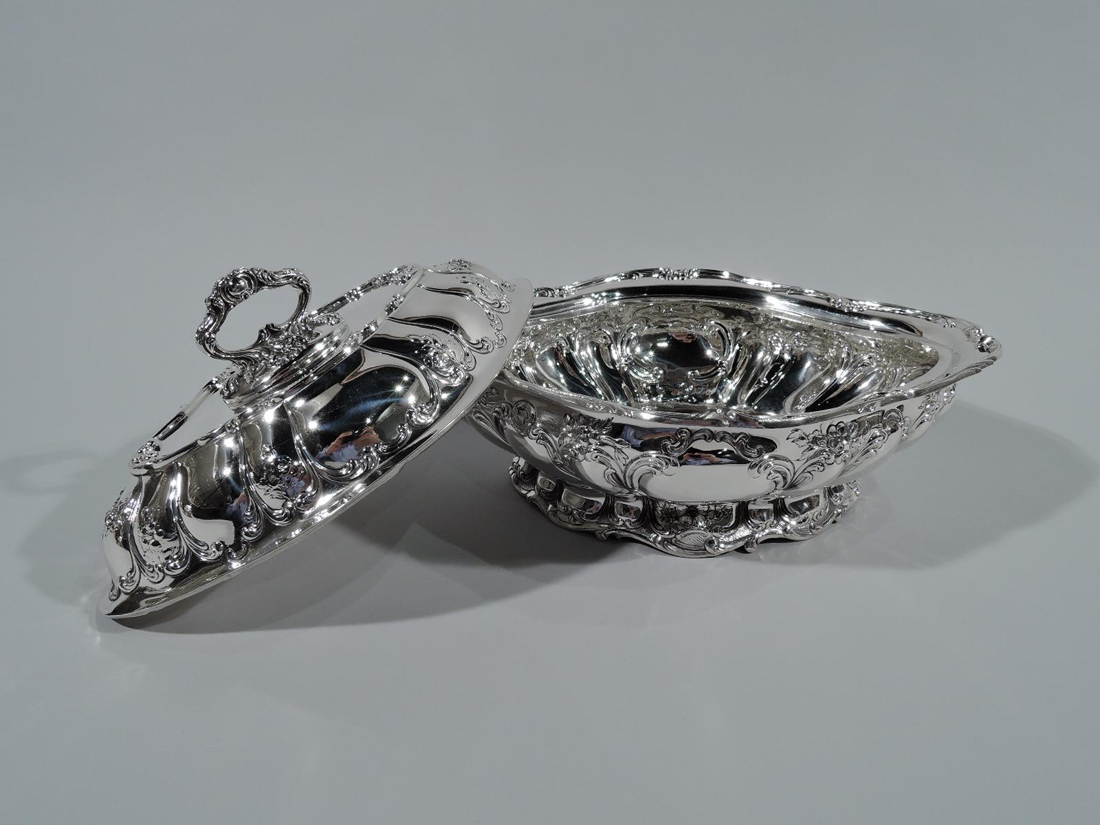 American Pair of Gorham Chantilly Sterling Silver Covered Vegetable Dishes