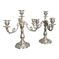 Pair of Gorham Chantilly Sterling Silver Four Light Candelabras from 1900