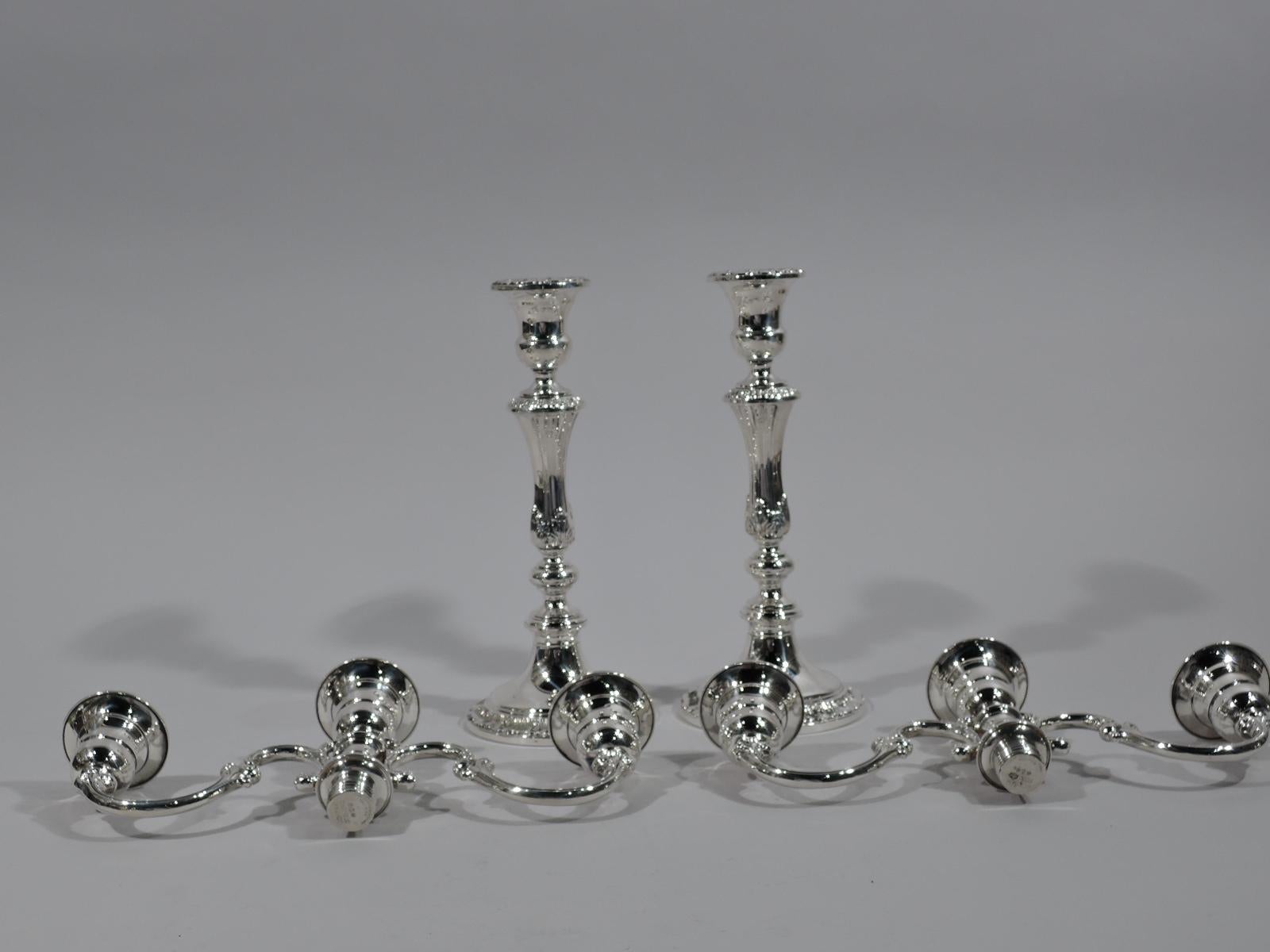 Neoclassical Revival Pair of Gorham Classical Sterling Silver 3-Light Candelabra