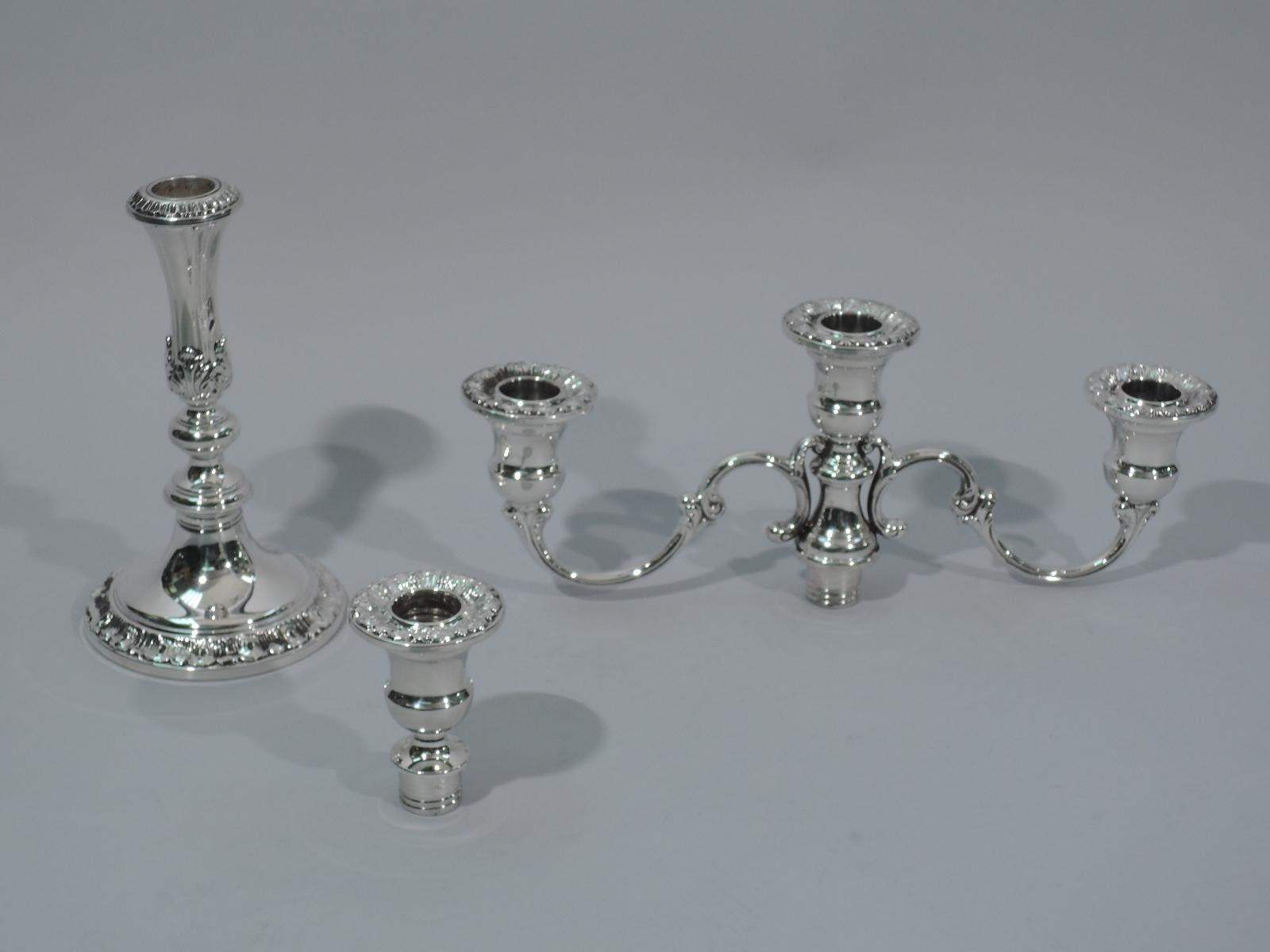 American Pair of Gorham Classical Sterling Silver 3-Light Candelabra