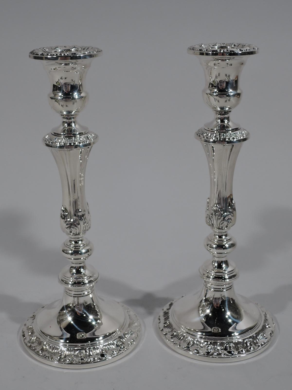 Pair of Gorham Classical Sterling Silver 3-Light Candelabra In Excellent Condition In New York, NY